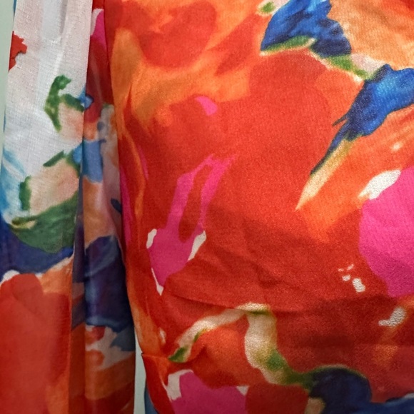 203 LUXXEL | NWT $59 Floral Tie Front Sheer Blouse (size S) - Picture 6 of 12